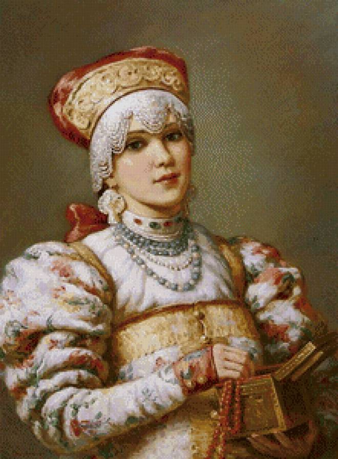 Русская красавица - девушка, история, картина, костюм - предпросмотр