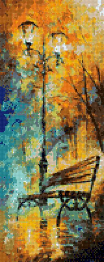 Л.Афремов - осень, парк, фонарь, афремов, скамейка - предпросмотр