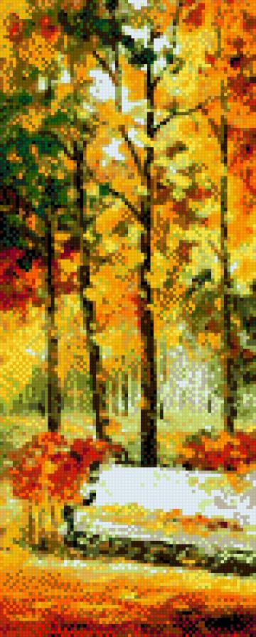 Л.Афремов - афремов, парк, осень, скамейка, листья - предпросмотр