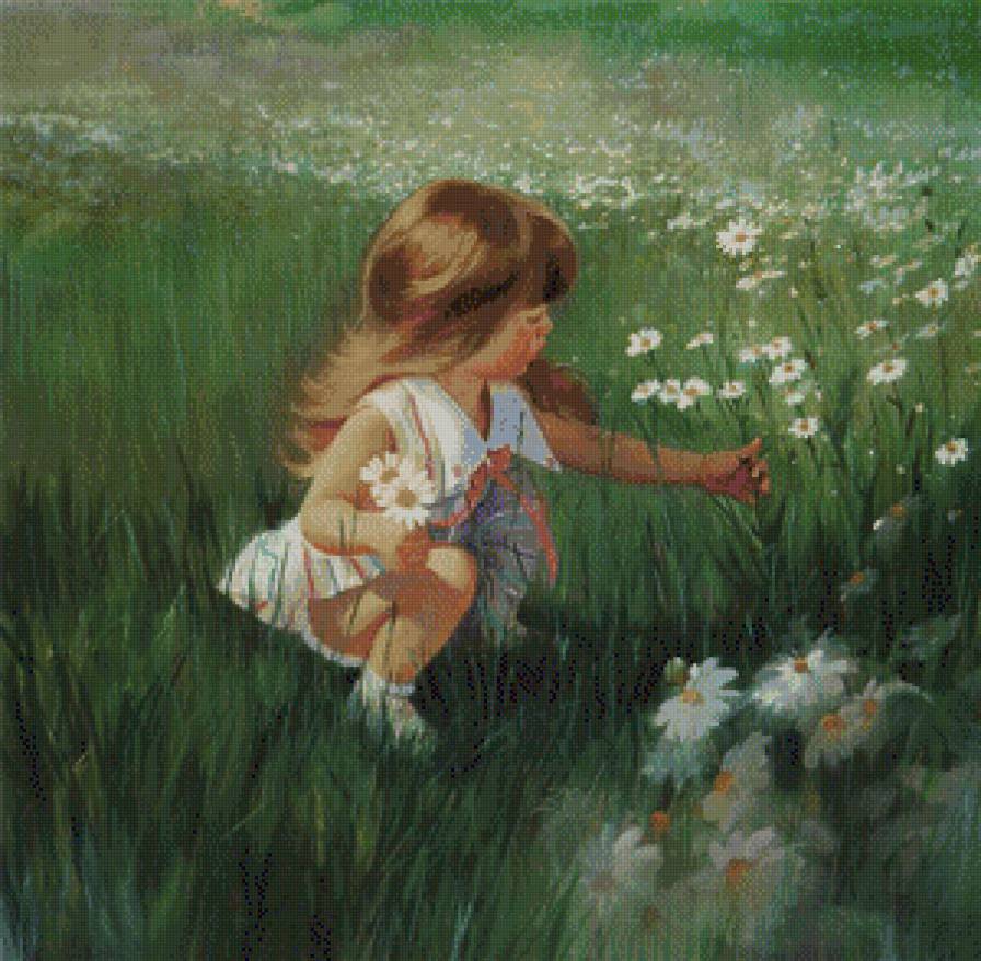 Девчушка - дети, цветы, девочка, природа - предпросмотр