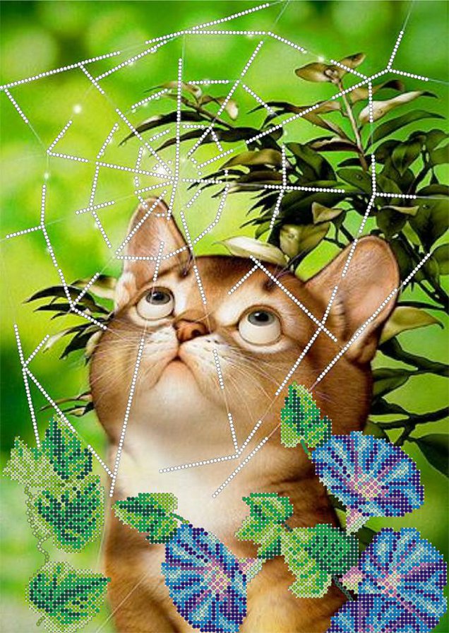 котенок - кот, цветы, животные - оригинал