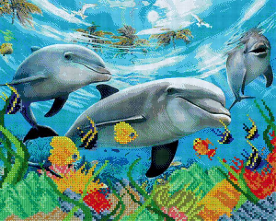 дельфины - рыбки, море, дельфины, животные - предпросмотр