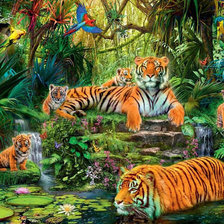 Схема вышивки «тигринная семья»