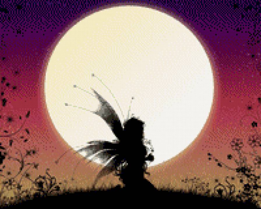 Фея - девушка, фея, фэнтэзи, луна - предпросмотр