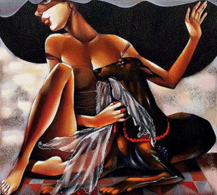 девочка с собакой - животные, люди - предпросмотр