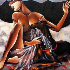 Схема вышивки «девочка с собакой»