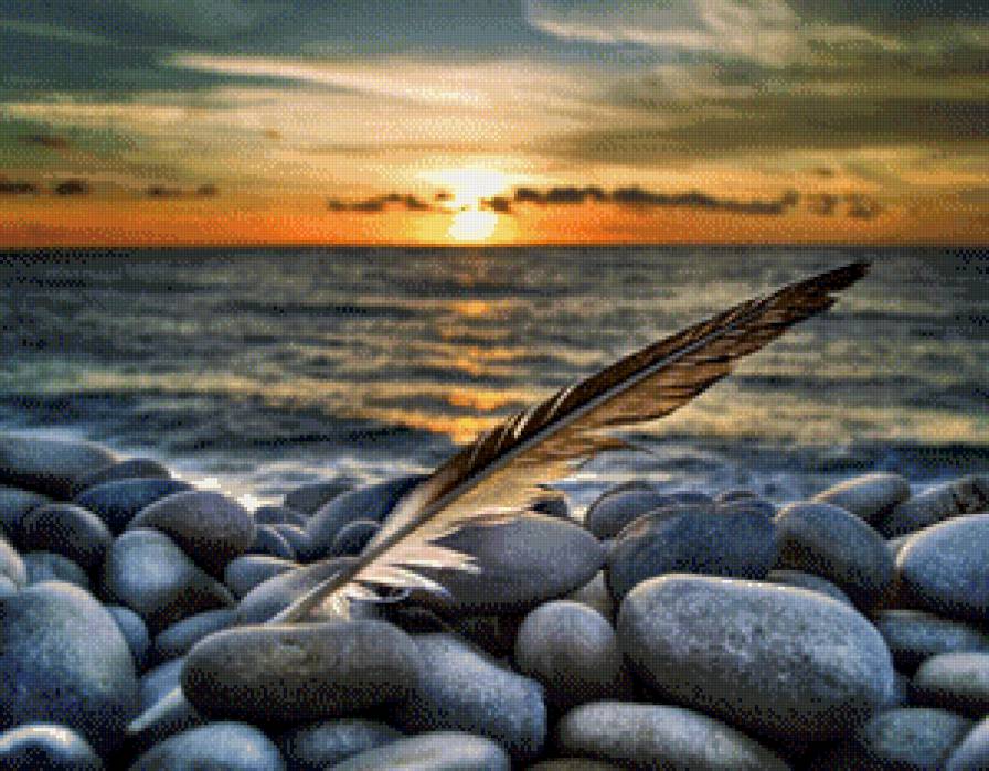 появление - перо, море, берег - предпросмотр