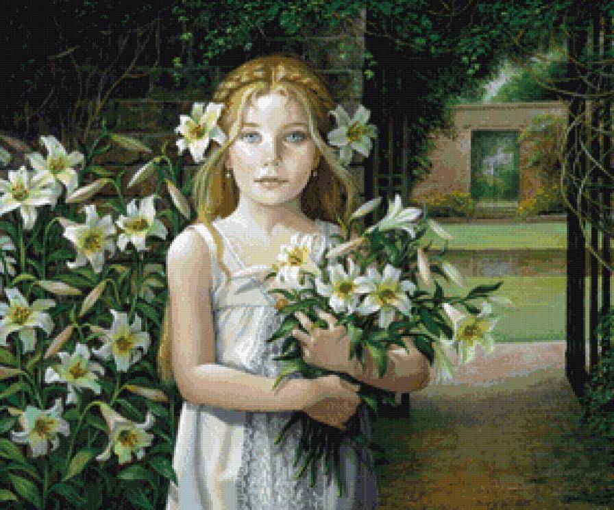 цветочек в цветах - девочка, цветы, дети - предпросмотр