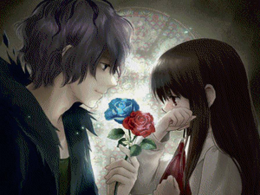 Любовь - пара, аниме, розы, любовь - предпросмотр