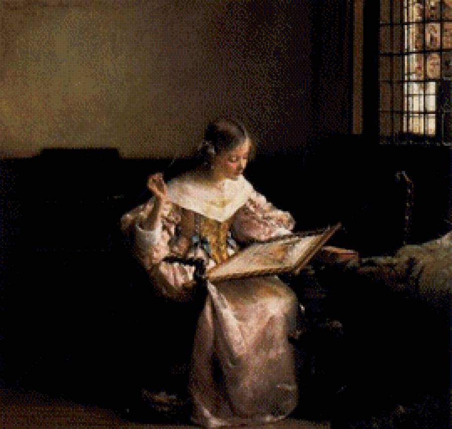 Тадема вышивальщица - портрет, картина, вышивальщица - предпросмотр