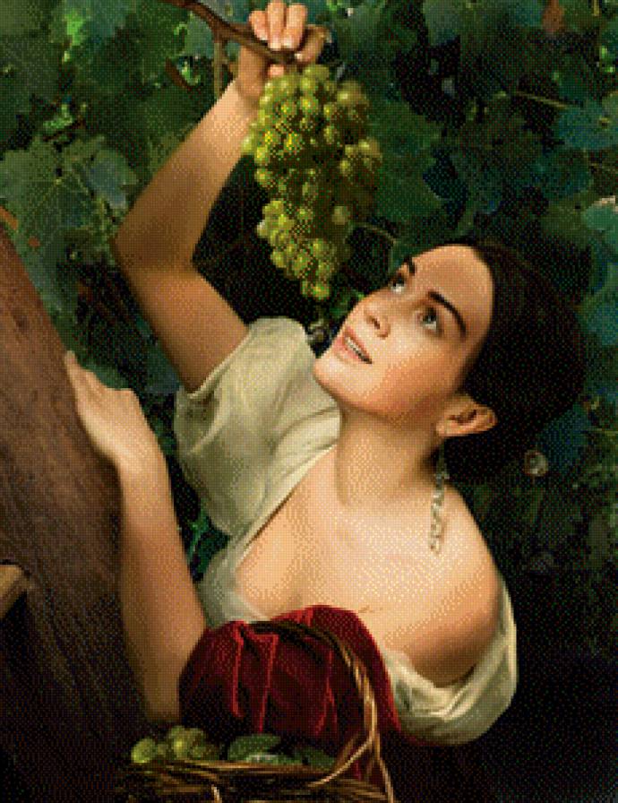 Итальянский полдень - девушка, виноград - предпросмотр