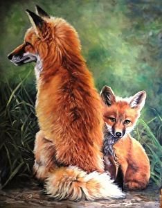 художник Susan Labouri 3 - картина, красота, лиса, природа, лето, животные - оригинал