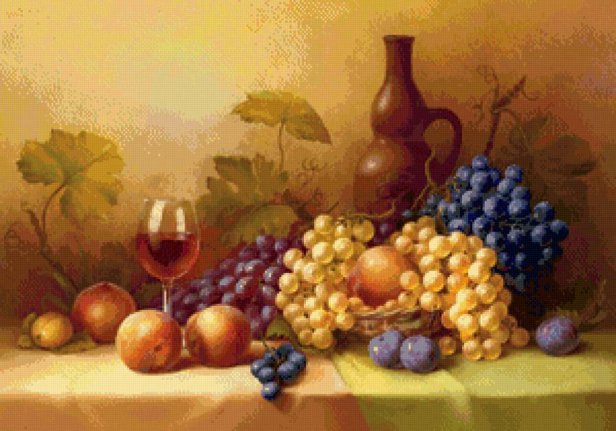 красивый натюрморт - виноград, фрукты, натюрморт - предпросмотр