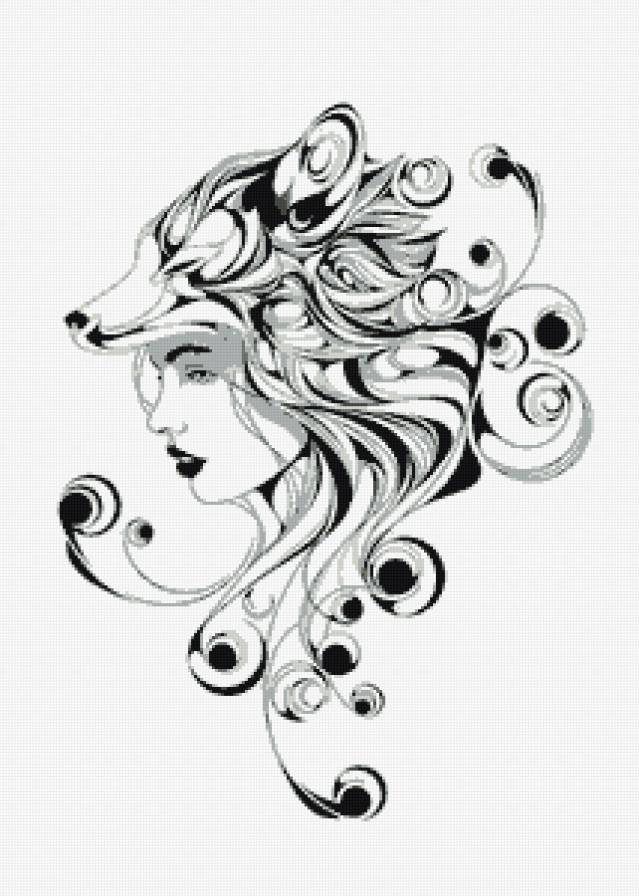 дева с головой лисы - люди, лиса, лицо, животные, девушка - предпросмотр