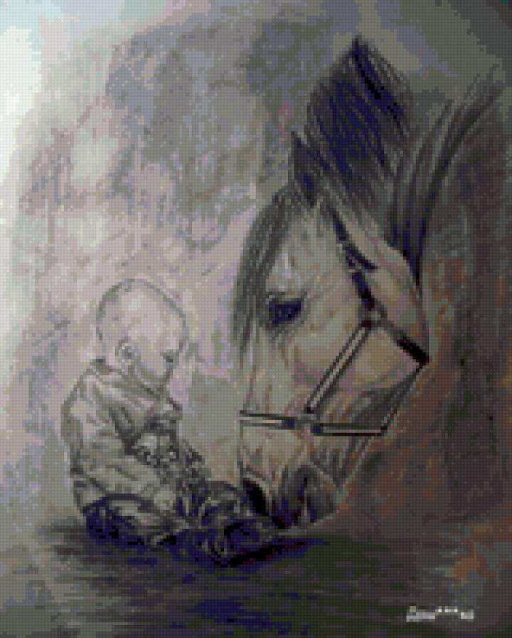 Забота - лошадь, ребенок - предпросмотр