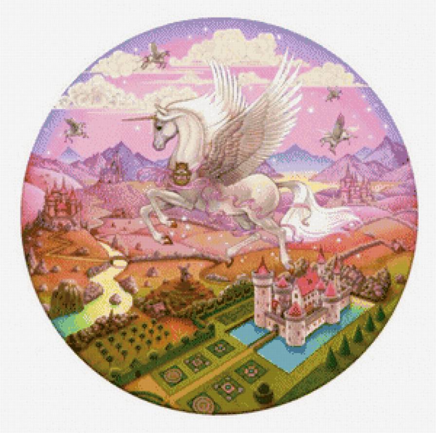 сказка - замок, сказка, детское, лошади, единорог, лошадь, фентези - предпросмотр