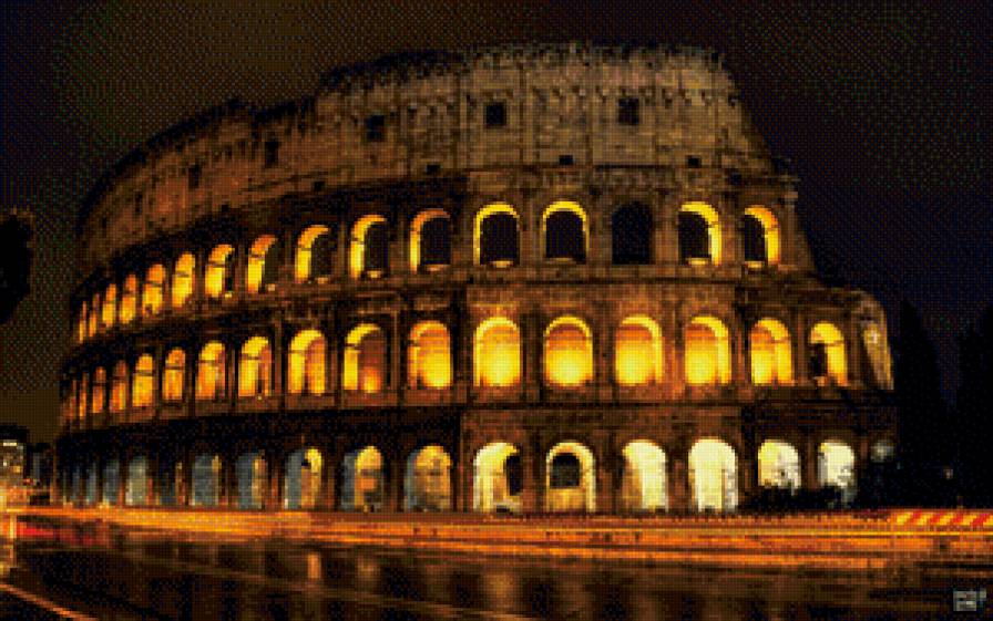 огни колизея - вечер, колизей, огни, музей - предпросмотр