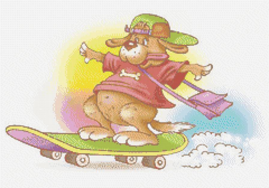 песик - скейт, детское, животные, собака, собаки, зверята, спорт, детям, собачки - предпросмотр