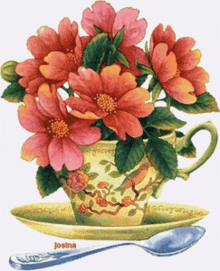 серия "цветы" - цветы.букет.чашка.лошка - предпросмотр