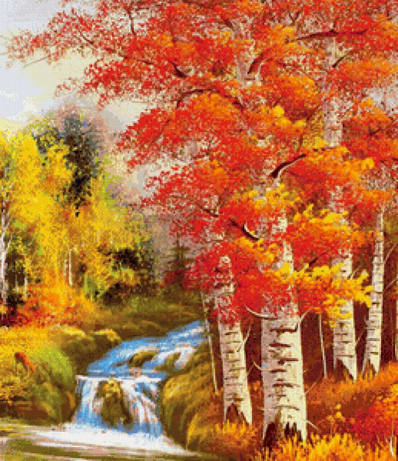 осень - водопад, природа, пейзаж - предпросмотр