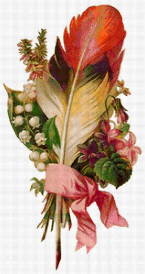 Букет с пером - букет, цветы, весна - предпросмотр