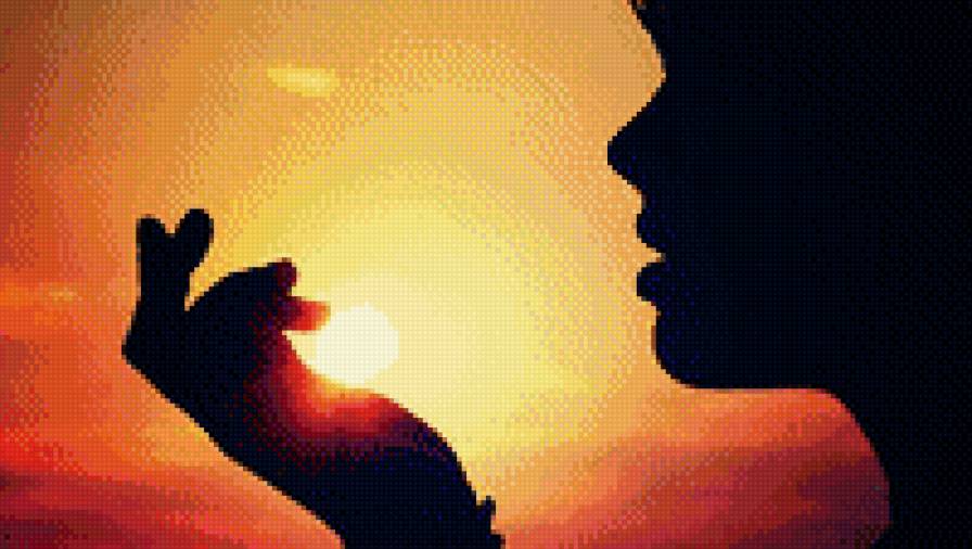 №791958 - портрет, девушка, солнце, силуэт - предпросмотр