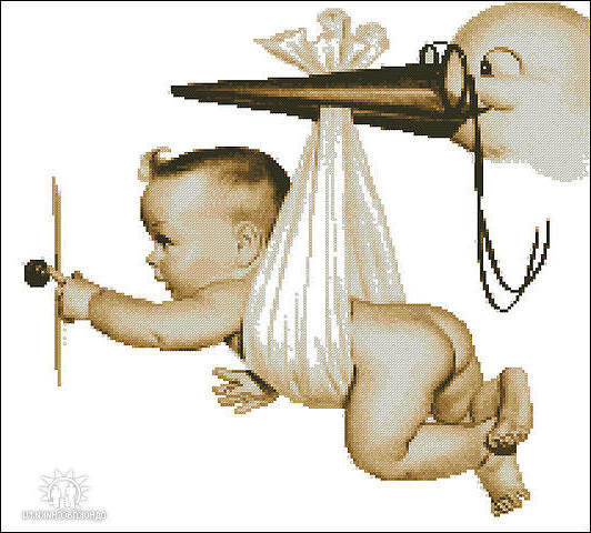 Аист и младенец - метрика, дети - оригинал