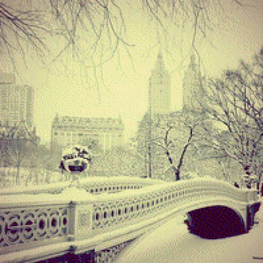 №792090 - город, мост, зима, пейзаж - предпросмотр