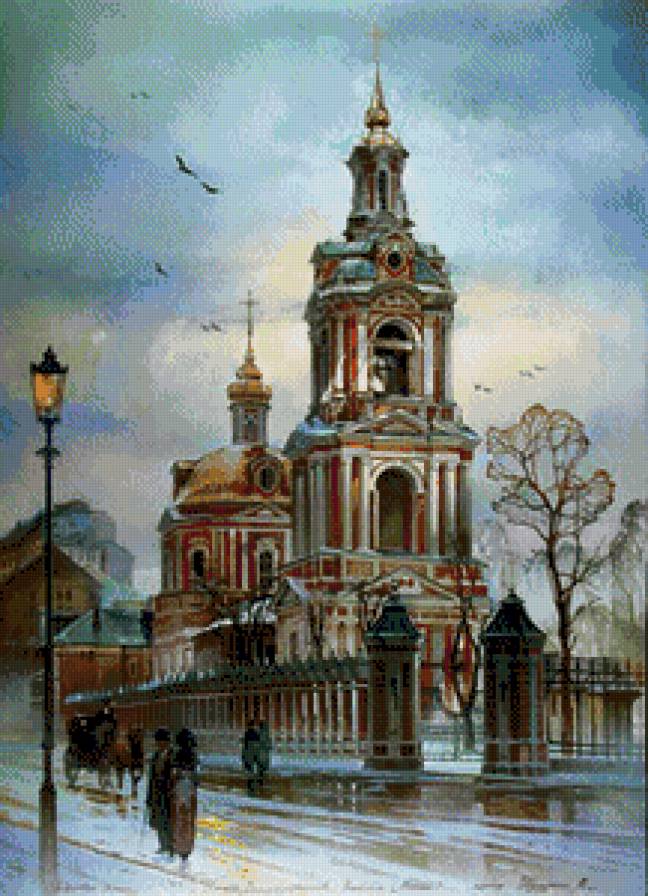 Городской пейзаж - живопись, рисунок, акварель - предпросмотр