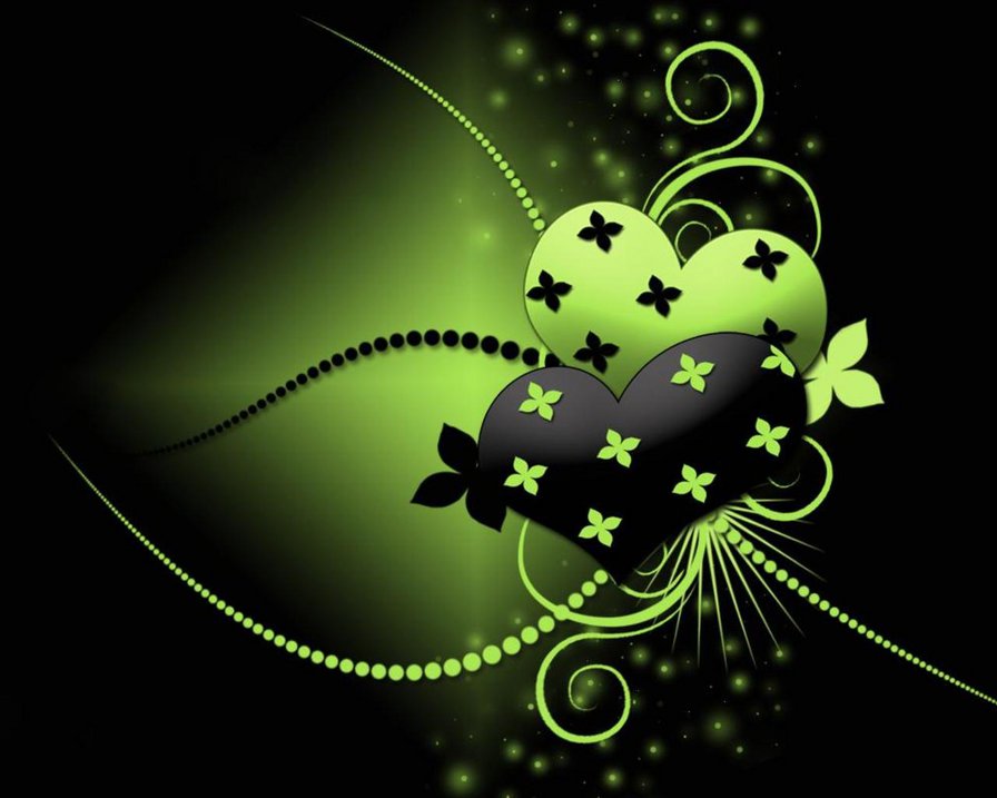 два сердца - узор, любовь, сердце, монохром - оригинал