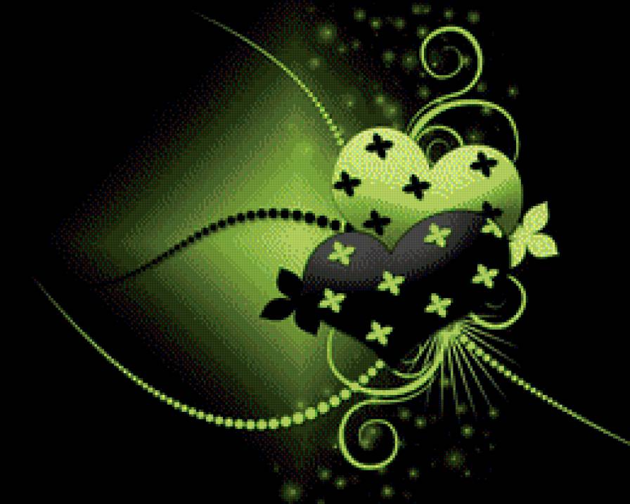 два сердца - сердце, любовь, узор, монохром - предпросмотр