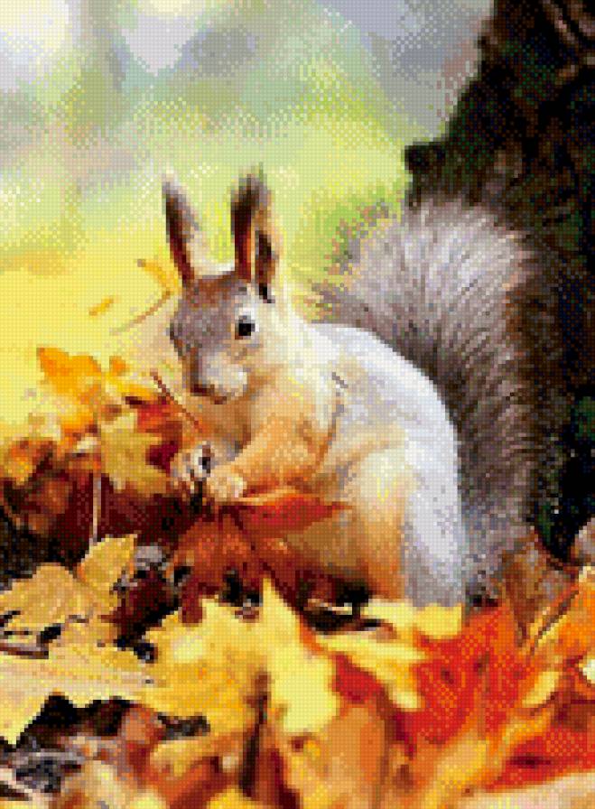 №793578 - осень, пейзаж, белка, звери, животные, природа - предпросмотр