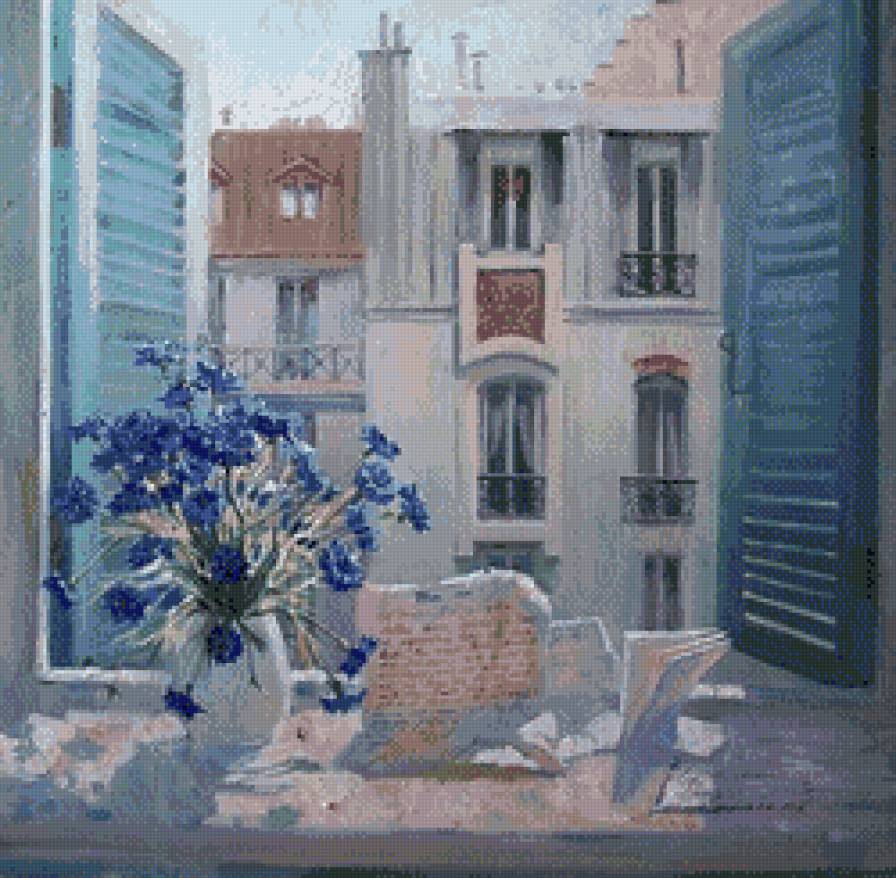 Окно - окно, мария павлова, цветы, дома, живопись, искусство - предпросмотр