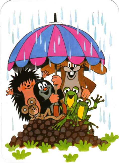 мультяшки - зверята, мышка, дождь, крот, мультик, детское, животные, детям, лягушки - оригинал