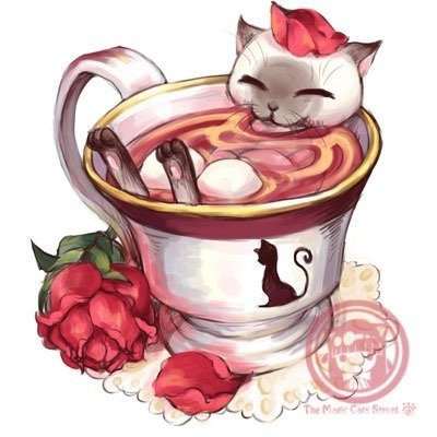 Rose Tea - роза, кот, чай - оригинал