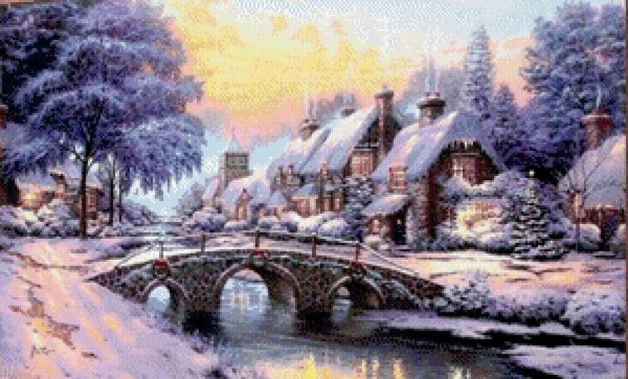 зимний пейзаж - дом, природа, пейзаж - предпросмотр