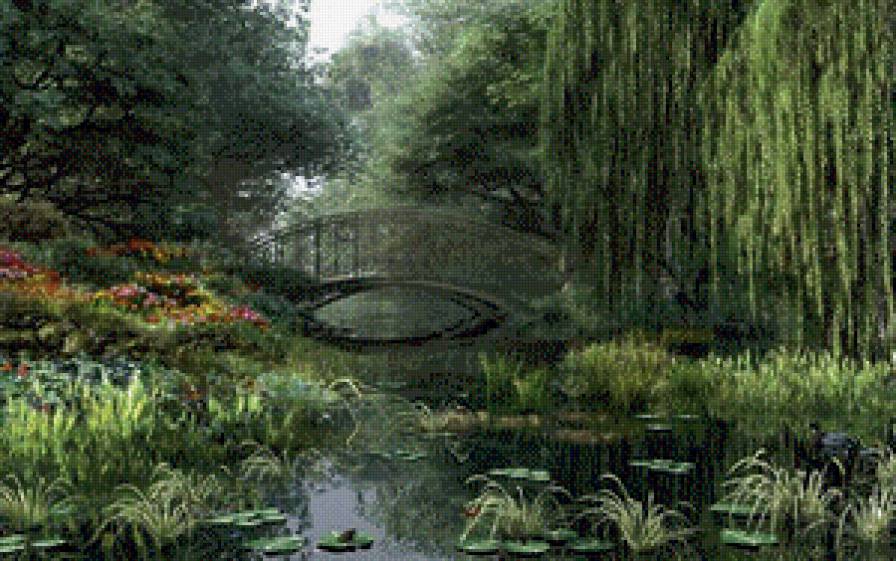 мостик и пруд - предпросмотр