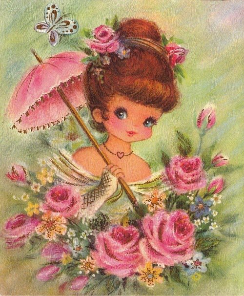 серия "дети" - дети.девочка.цветы.розы.зонтик - оригинал