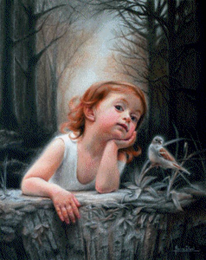 рыжее сокровище - птица, девочка, ребенок - предпросмотр