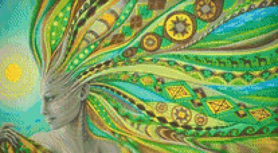 традиция - абстракция, девушка, орнамент - предпросмотр