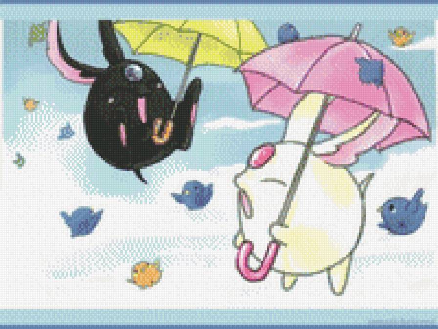 белая и черная маконы - триплексоголик, аниме - предпросмотр