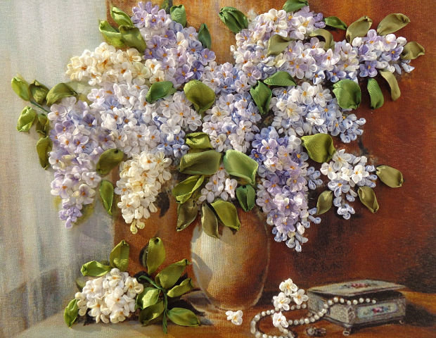 сирень в коричневой вазе - цветы, сирень, ваза - оригинал