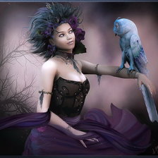 Схема вышивки «девушка с совой»