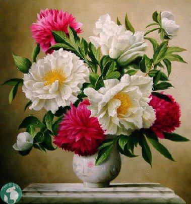 пионы - цветы, картина - оригинал