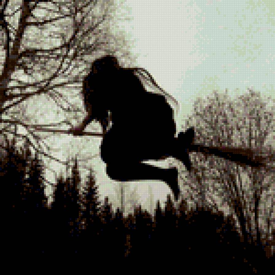 ведьма - метла, ведьма, лес - предпросмотр