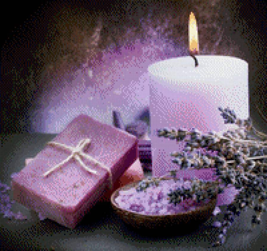 Лаванда - лаванда, свеча, фиолетовый, сиреневый - предпросмотр