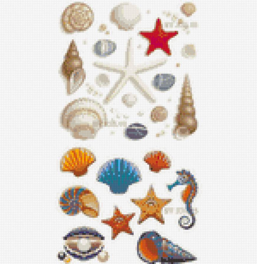 Морской семпл - ракушки, морской конек, жемчуг, морская звезда - предпросмотр
