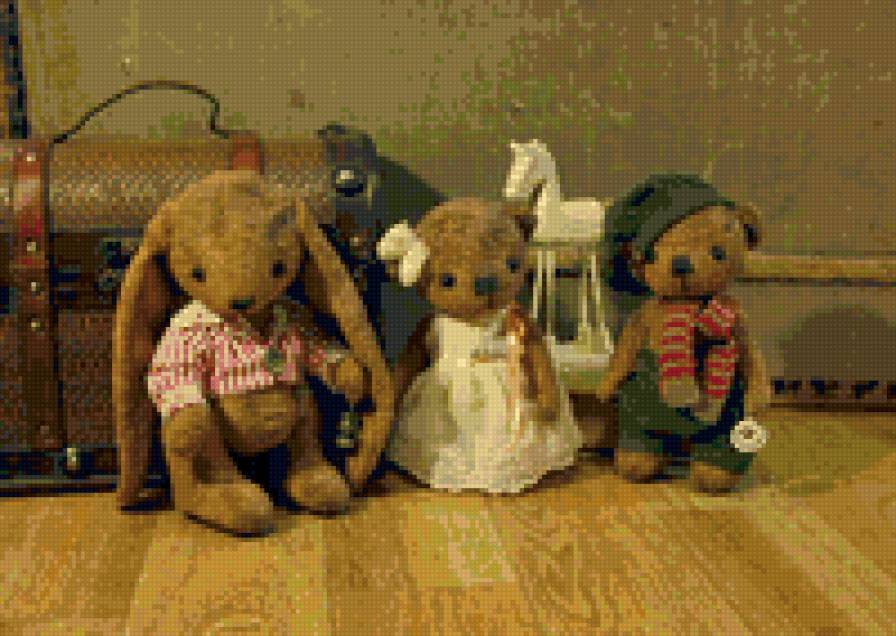 Игрушки медведи и кролик - предпросмотр