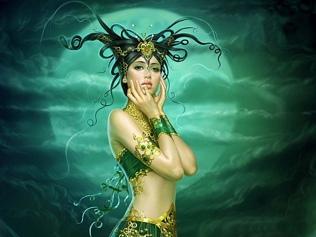 девушка в зеленом - женщины, девушки - оригинал