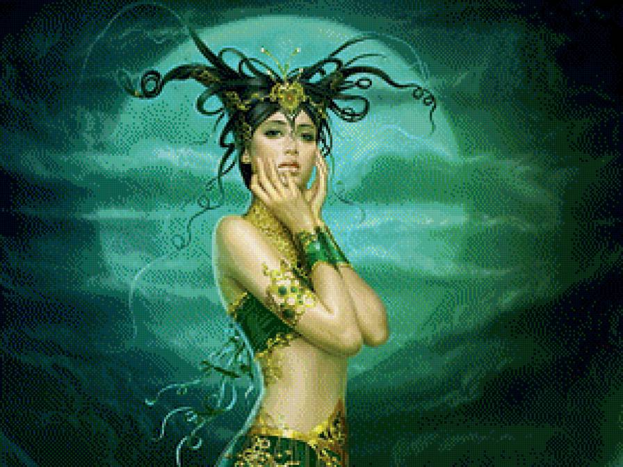 девушка в зеленом - женщины, девушки - предпросмотр